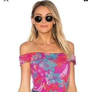 Free People floral cap sleeve Bodysuit